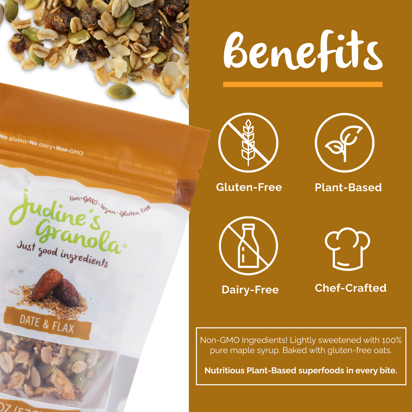 Date and Flax Granola, Individual, Mini Snack Size. 2 OZ