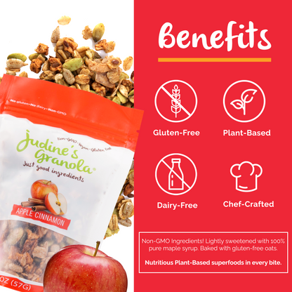 Apple Cinnamon Granola, Individual, Mini Snack Size. 2 OZ