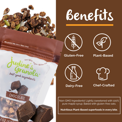 Chocolate Granola, Individual, Mini Snack Size. 2 OZ