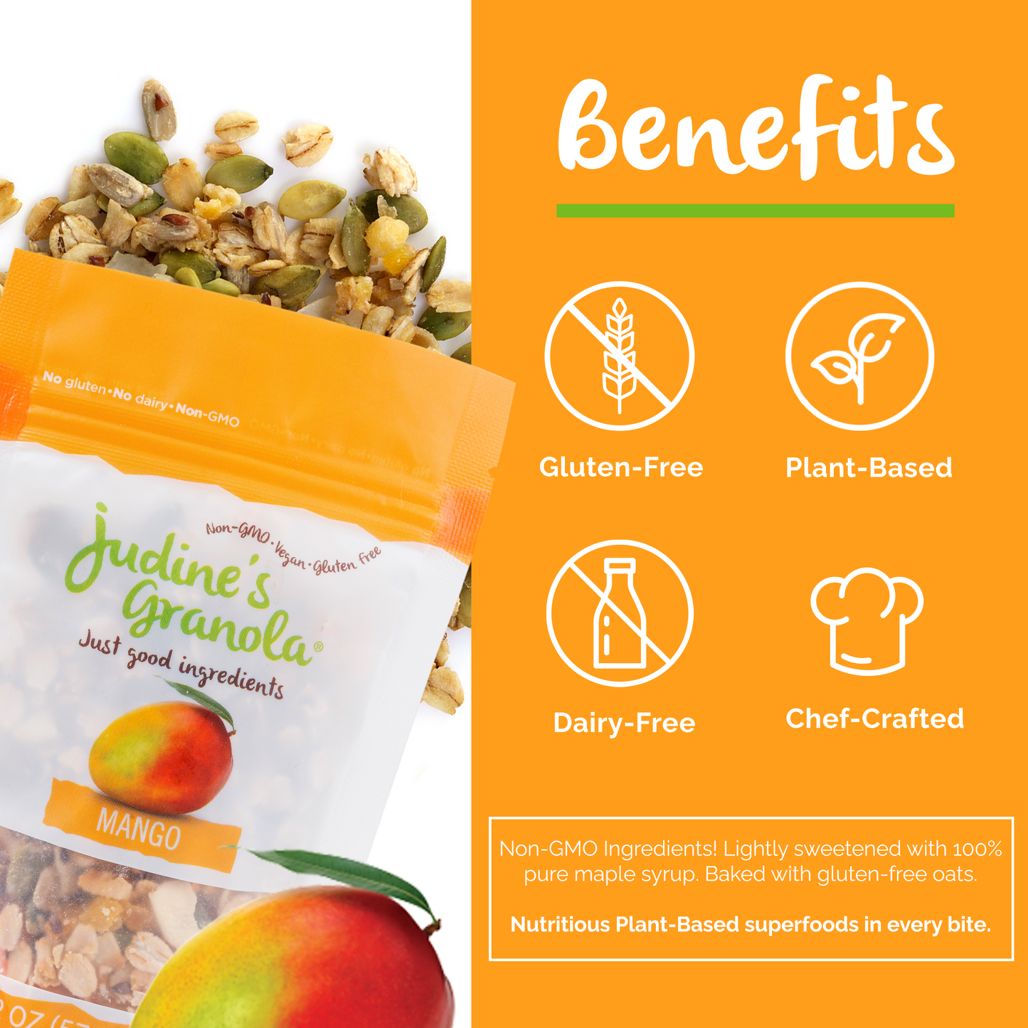 Mango Granola, Individual, Mini Snack Size. 2 OZ