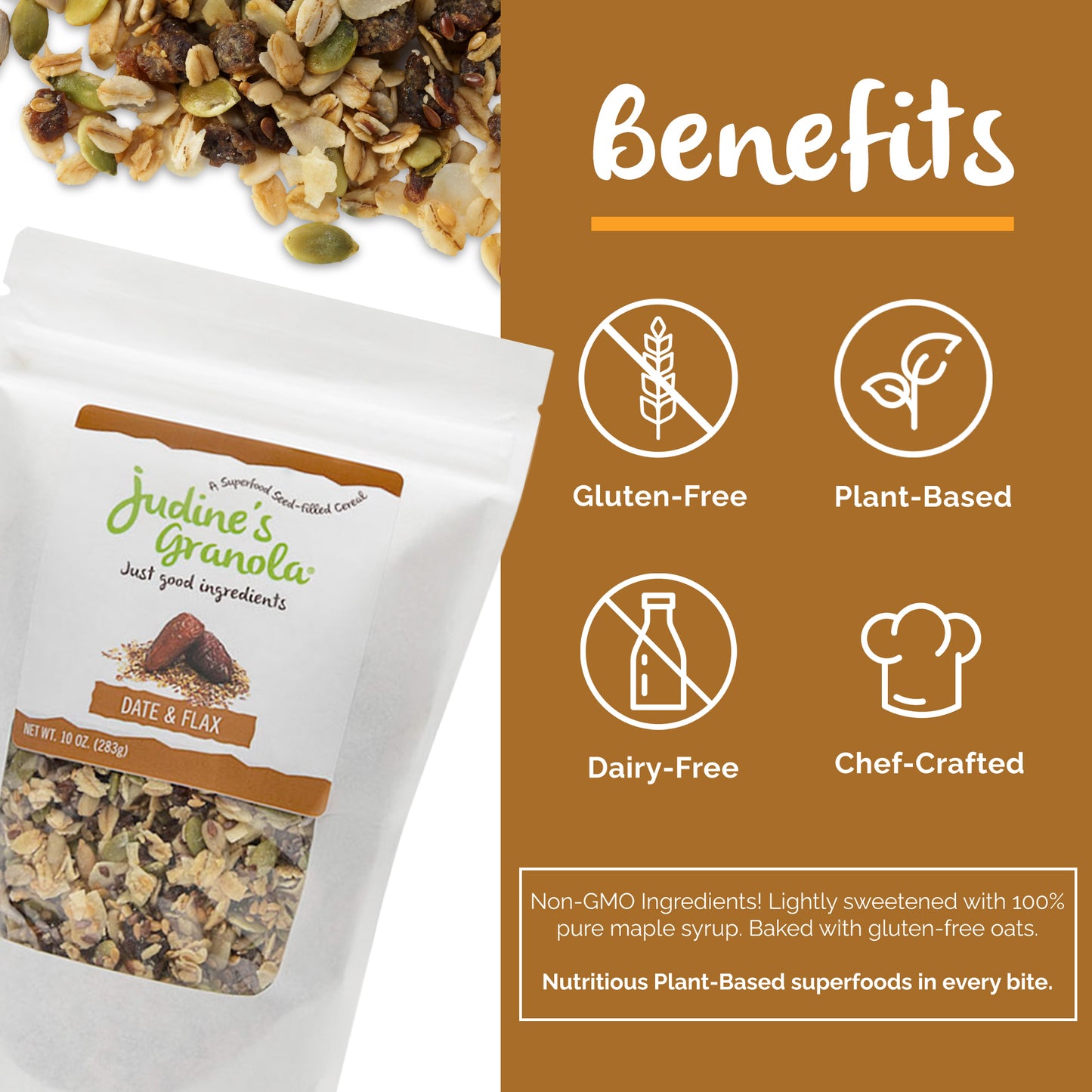 Date and Flax Granola with Healthy Whole Grain Oats. 10 OZ